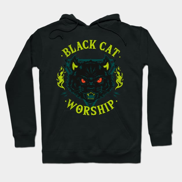 Black Cat Worship Hoodie by Galleta gráfico